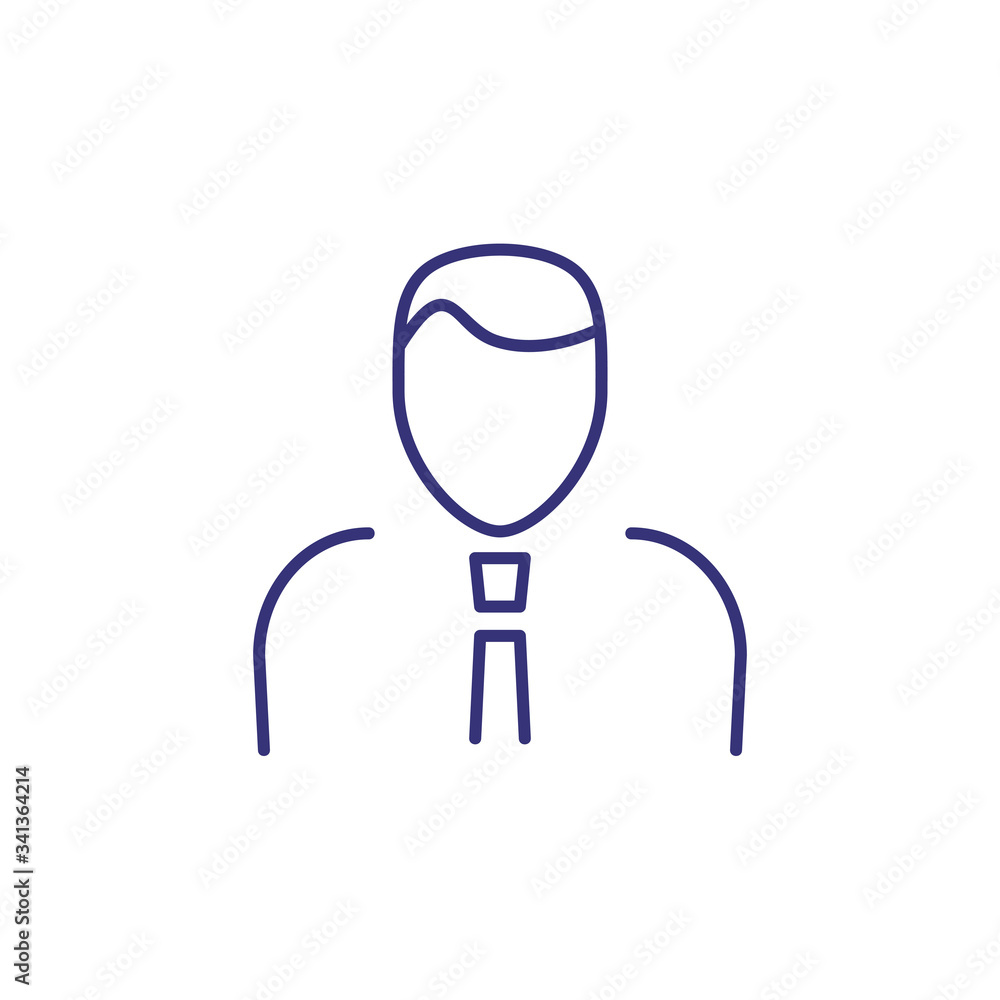 Businessman line icon. Male portrait, person, man in tie. Human resource concept. Can be used for topics like business, recruitment, profile, personnel management Businessman line icon. Male portrait, person, man in tie. Human resource concept. Can be used for topics like business, recruitment, profile, personnel management