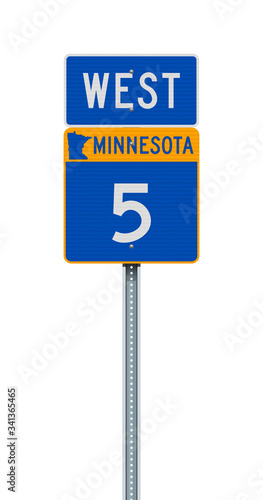 Vector illustration of the Minnesota State Highway road sign on metallic post