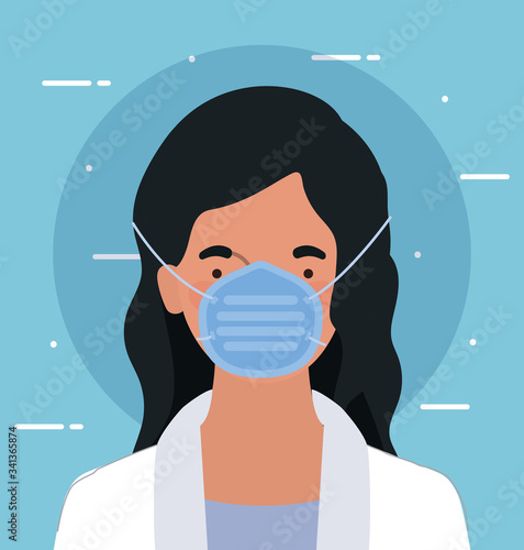 Woman doctor with mask against 2019 ncov virus vector design