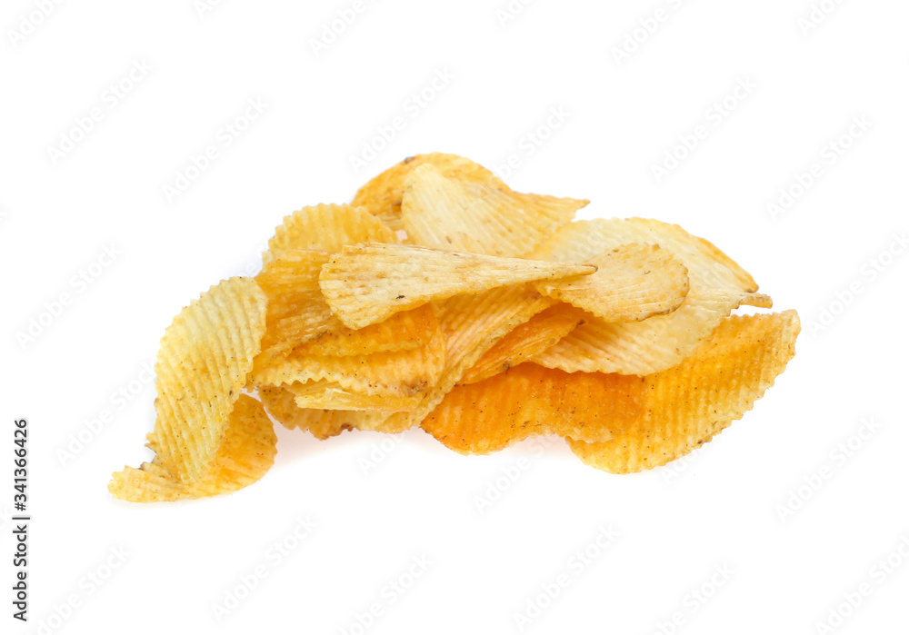 Potato chips isolated on white Potato chips isolated on white