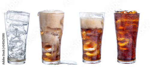clipping path cola in glass isolated on white background