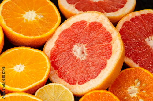 fresh sliced ​​citrus fruits  orange, lemon, grapefruit for fresh