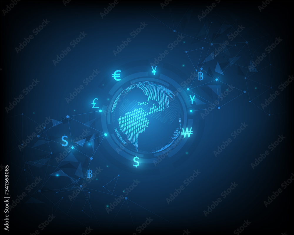 Obraz premium Global currency exchange network technology