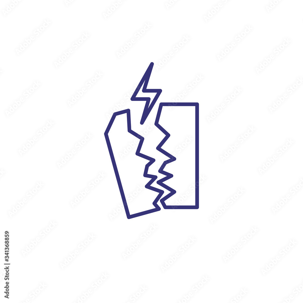 Risk line icon. Lightning and torn paper. Business concept. Can be used for topics like risk management, crash, loss Risk line icon. Lightning and torn paper. Business concept. Can be used for topics like risk management, crash, loss