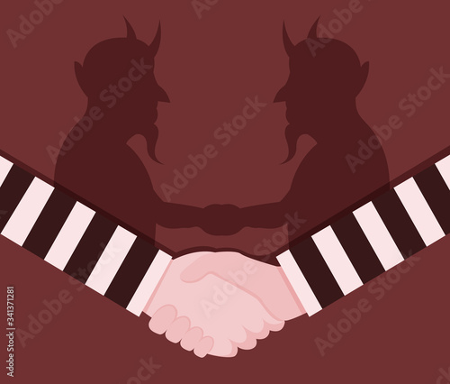 Two robbers are secretly plotting an evil plan.
Illustration about check hand.