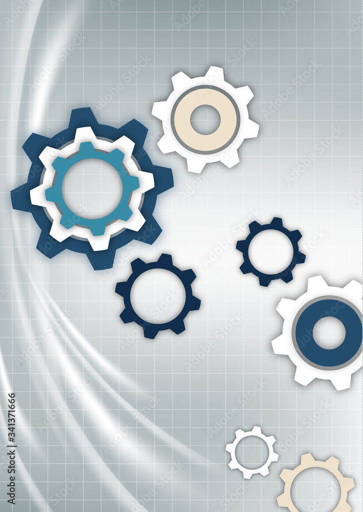 Bright abstract gears on a gray background with a technical grid, light spot effects. Modern corporate cover design, flyer, banner, brochure, wallpaper. Vector Bright abstract gears on a gray background with a technical grid, light spot effects. Modern corporate cover design, flyer, banner, brochure, wallpaper. Vector