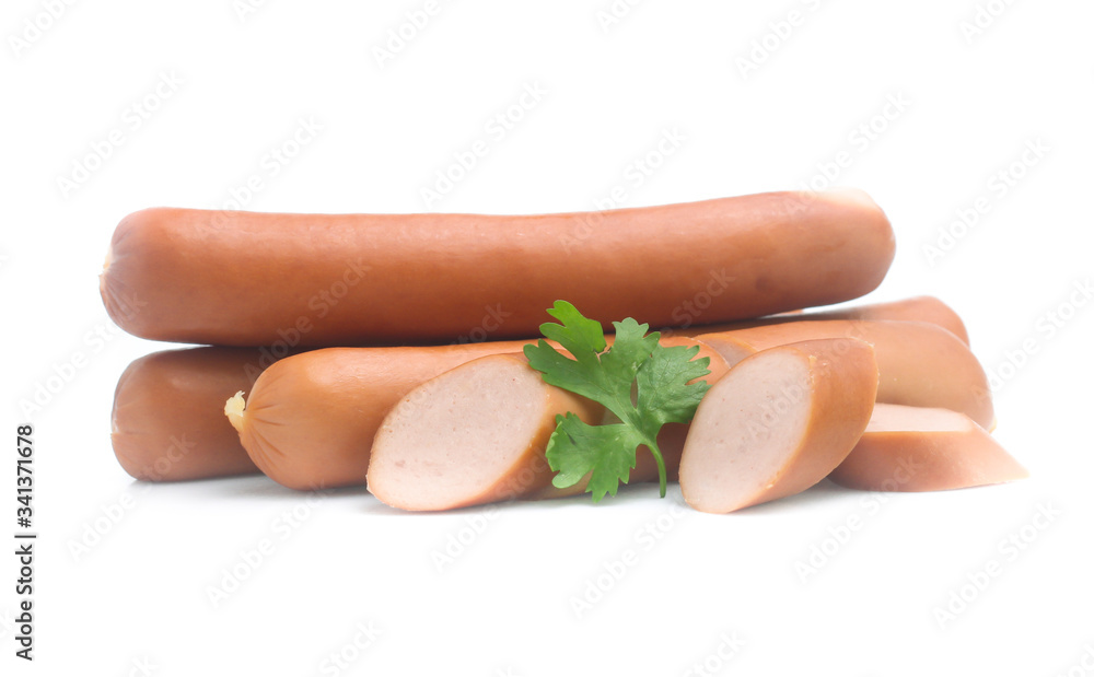 Frankfurter sausage isolated on white background Frankfurter sausage isolated on white background