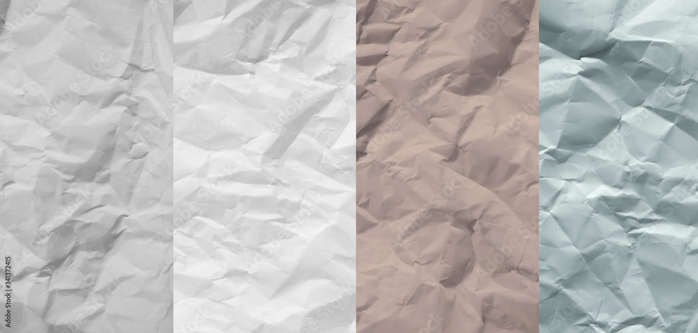 Obraz premium White and multicolored wrinkled paper surface, top view