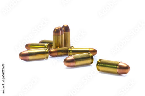 Print op canvas cartridges of .45 ACP pistols ammo isolated