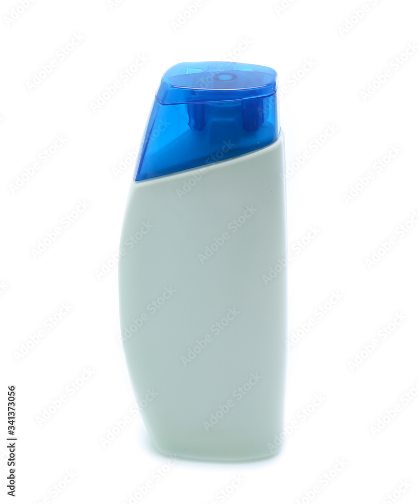 white Plastic bottle of shampoo isolated on white background white Plastic bottle of shampoo isolated on white background