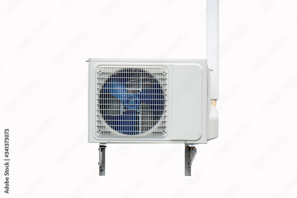 Fototapeta premium Air conditioner compressor isolated on white background. Clipping Path
