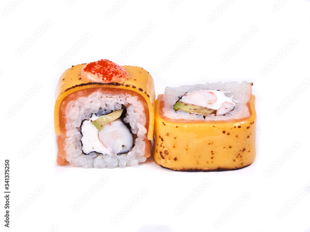 Sushi rolls isolated on white Sushi rolls isolated on white
