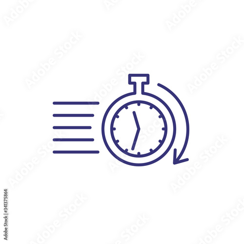 Time line icon. Stopwatch with arrow in motion. Time management concept. Can be used for topics like business, schedule, deadline, control