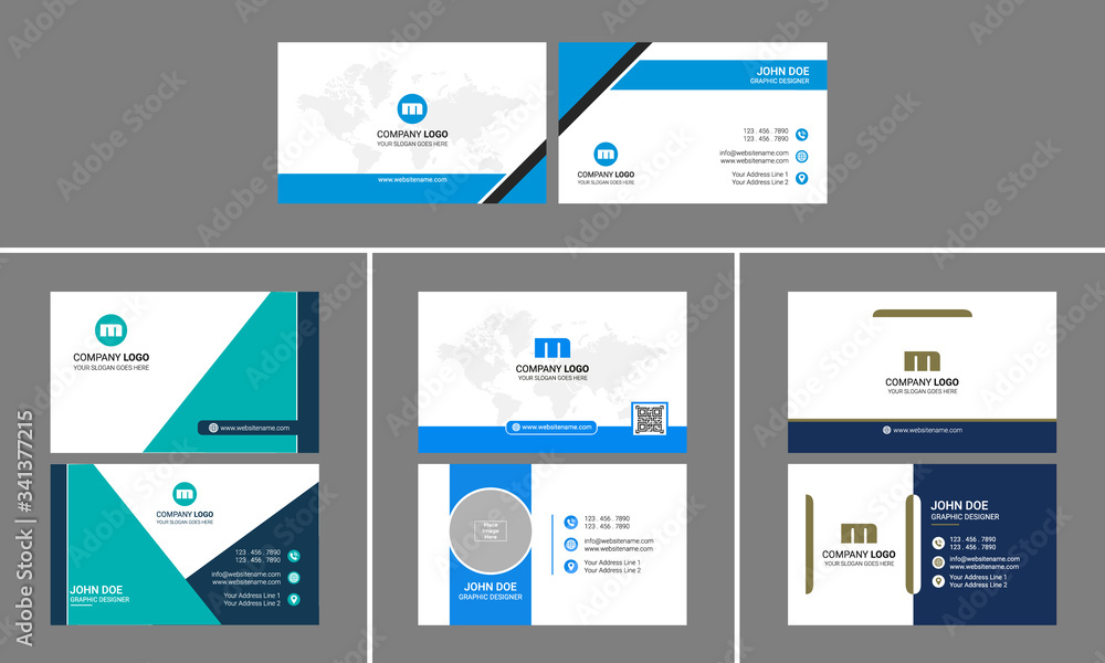 Creative Corporate Business Card Bundle Design with qr code place holder. Creative Corporate Business Card Bundle Design with qr code place holder.