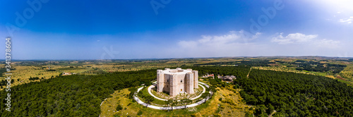 Italy, Province of Barletta-Andria-Trani, Andria, Helicopter view of?Castel?del?Monte in summer