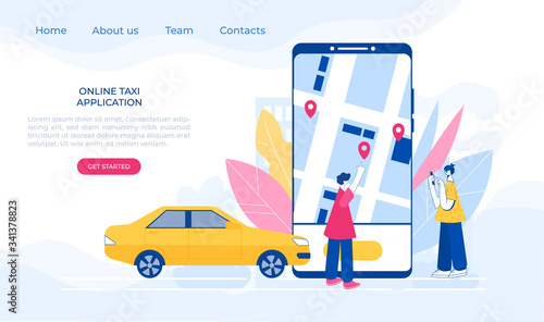 Car sharing concept. Mobile application. Vector illustration.