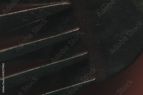 A close up of a fork macro