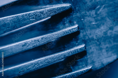 A close up of a fork macro