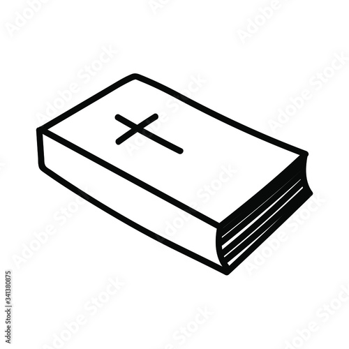
holy bible with cross simple vector icon. 
sketch illustration isolated on white background