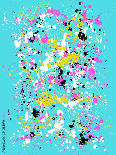 Ink splashes seamless pattern. Black and white spray texture