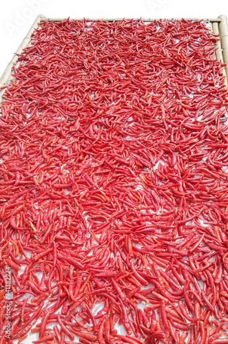 Fresh chilies that have been dried in the sun to make dried chilies, Dried chilies are herbs and spicy flavor ingredients that are part of Thai cooking.
