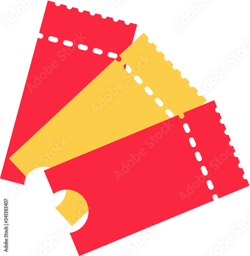 Ticket icon vector illustration in the flat style. Ticket stub isolated on a background. Retro cinema or movie tickets.