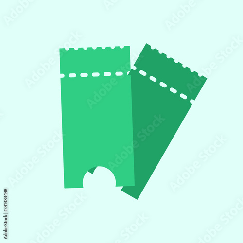 Ticket icon vector illustration in the flat style. Ticket stub isolated on a background. Retro cinema or movie tickets.