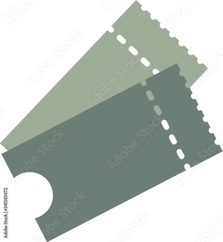 Ticket icon vector illustration in the flat style. Ticket stub isolated on a background. Retro cinema or movie tickets.