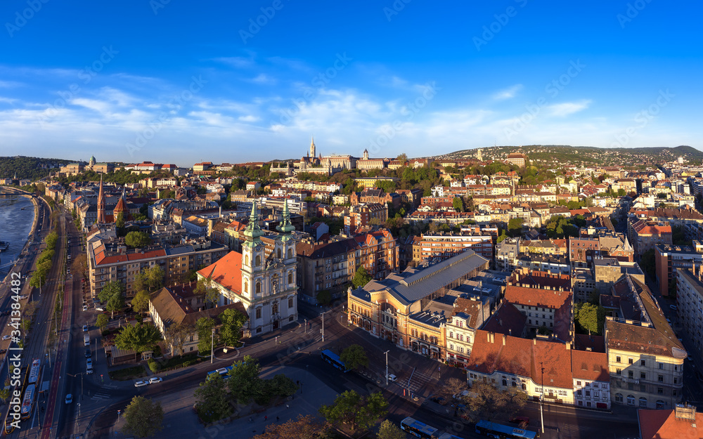 Hungary Budapest. Aerial cityscape about Budapest with Batthany square