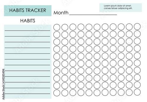 Monthly planner habit tracker blank template photo