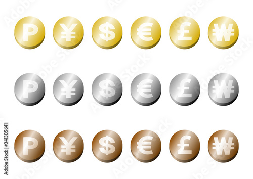 お金のアイコンセット: 通貨記号・ポイント