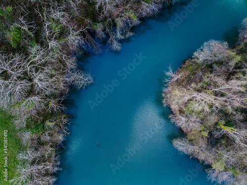 Drone view of Valdemurio Reservoir, Asturias, Spain photo