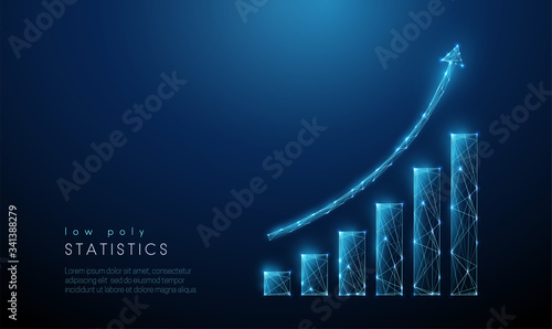 Abstract blue increasing chart. Low poly style design