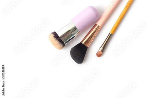 Cosmetic makeup brush, isolated on a white background.