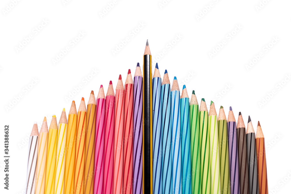 Color Pencil Set compile like the aircraft in isolated white Color Pencil Set compile like the aircraft in isolated white