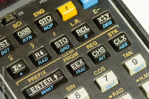 Obraz na płótnie Programmable scientific calculator from 1978, which uses Reverse Polish Notation