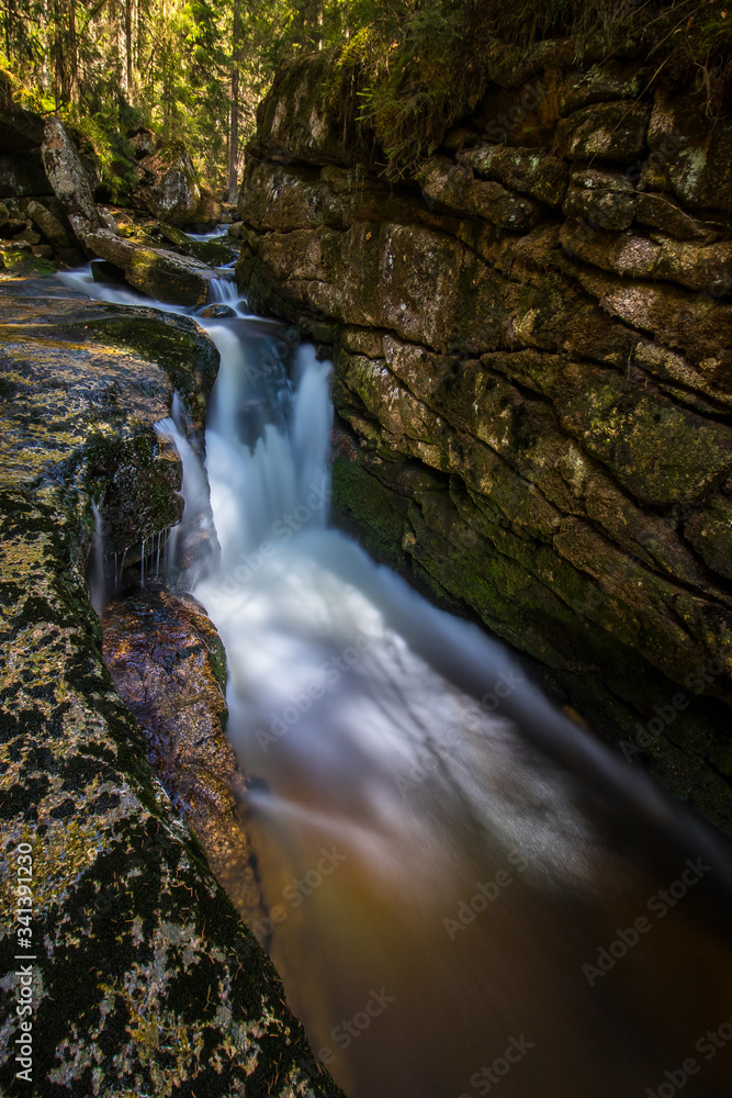 landscape with waterfalls in Jizera Mountains landscape with waterfalls in Jizera Mountains