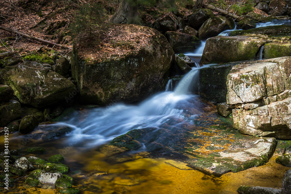 landscape with waterfalls in Jizera Mountains landscape with waterfalls in Jizera Mountains