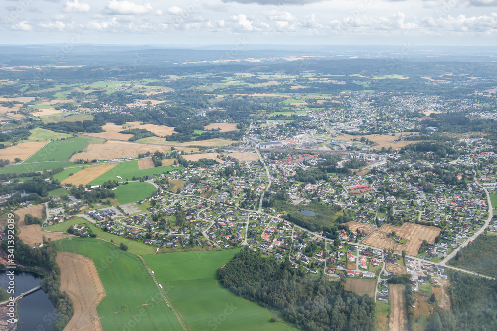 Aerial view of a city in Norway