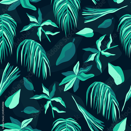 Tropical palm seamless pattern. Summer vector background