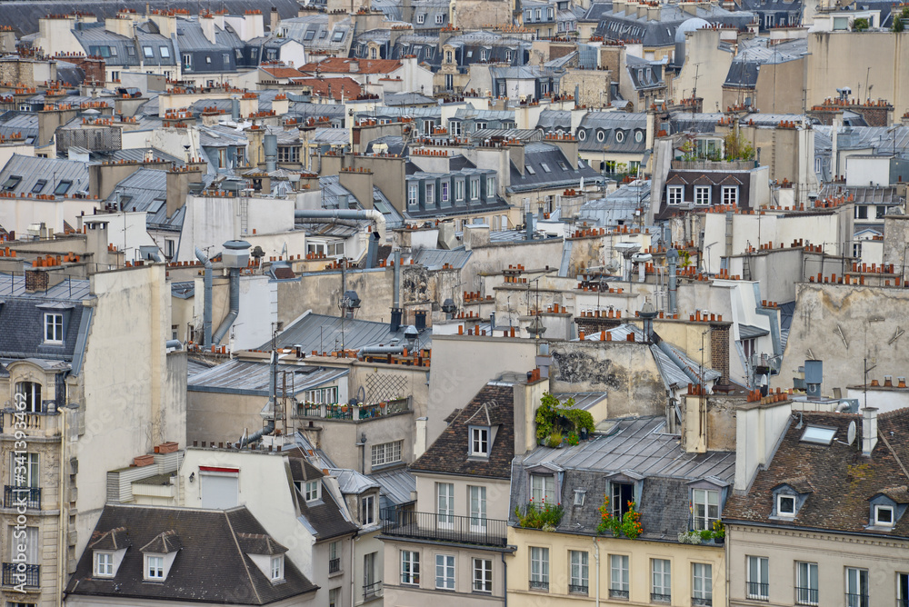 Roofs of Paris. Top view of the French capital.