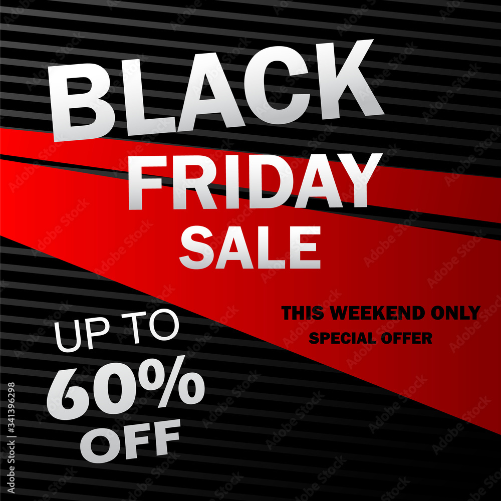 Sale poster black friday sale. Black Friday Sale with discount 60 percent off.