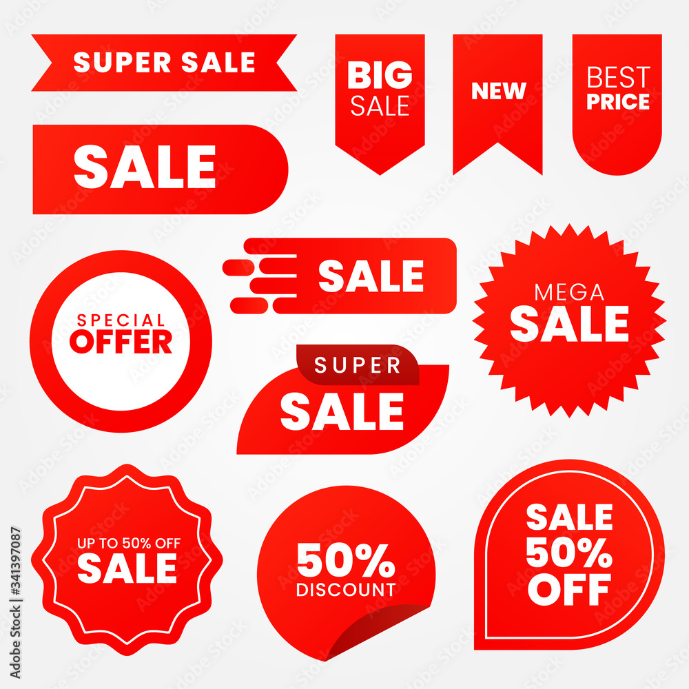 set of red sale stickers premium quality set of red sale stickers premium quality