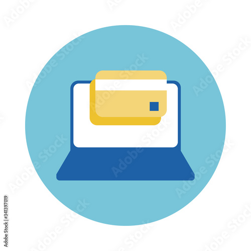 laptop with credit card block style icon