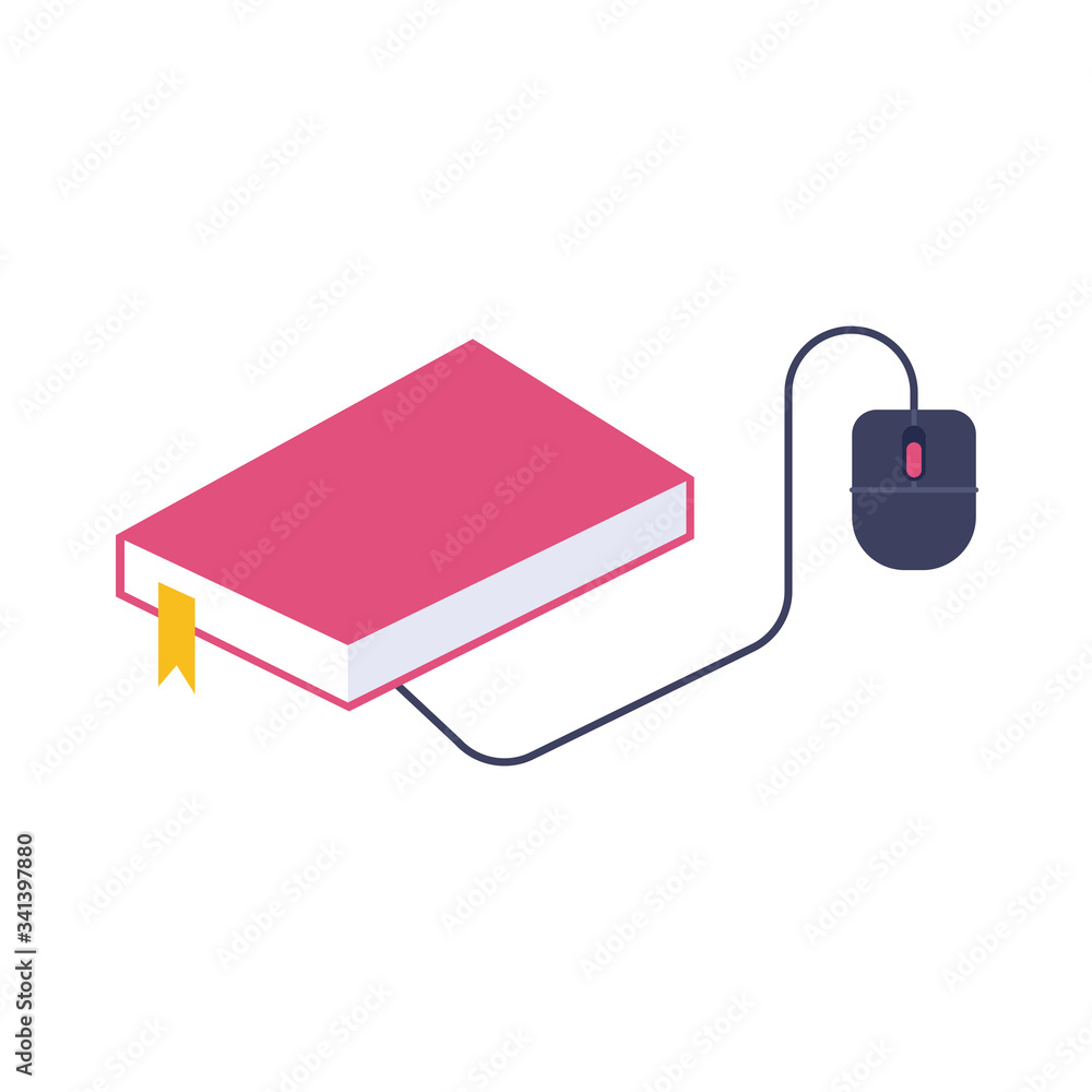 electronic book with mouse education online flat style electronic book with mouse education online flat style