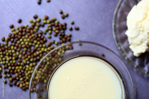 Top view of Yellow water or soybean milk