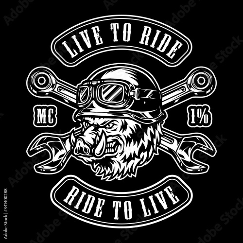 Vintage motorcycle monochrome label