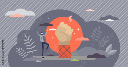Rebel vector illustration. Revolution protest flat tiny persons concept.