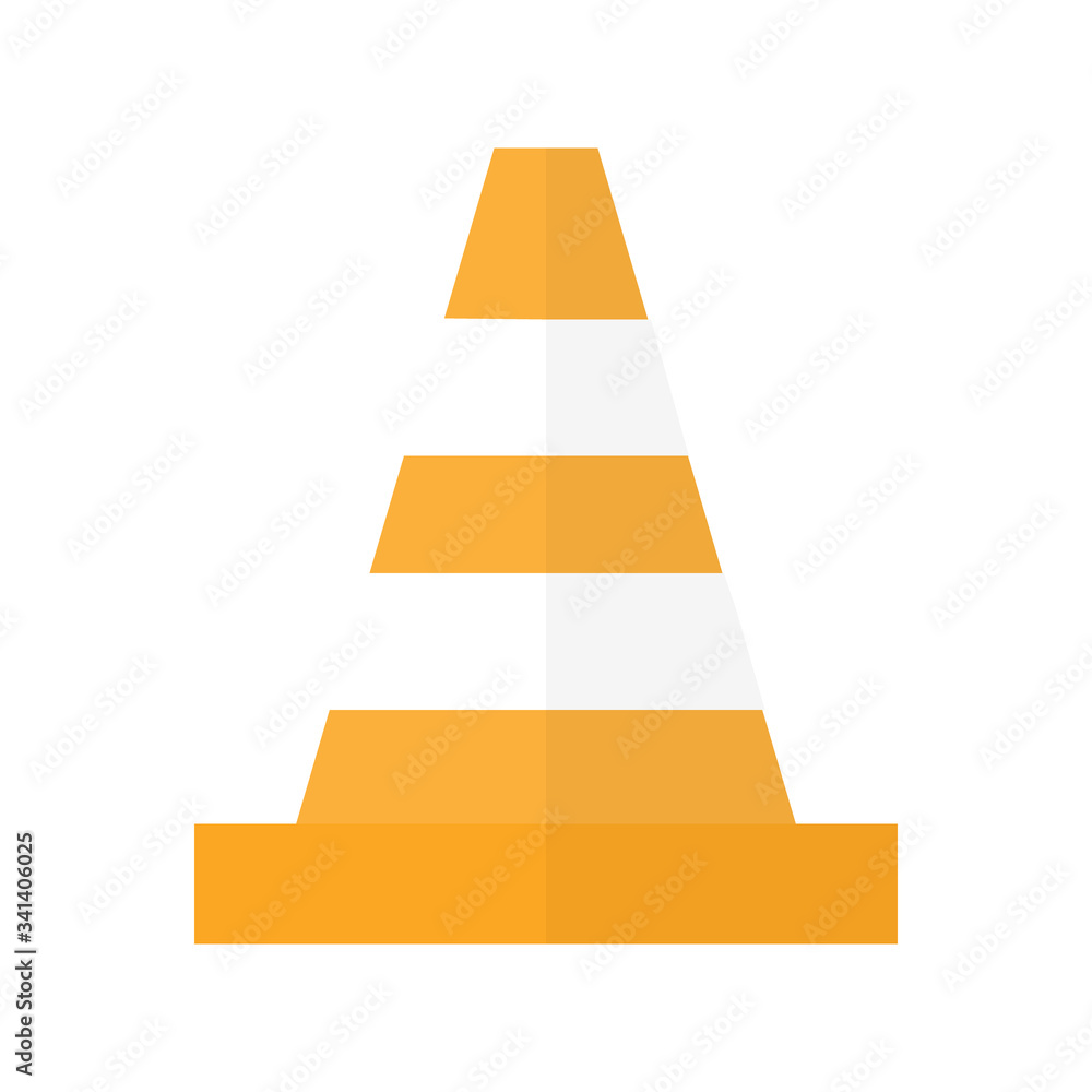 Traffic cone vector stock illustration isolated on white background. Orange road pylon icon.