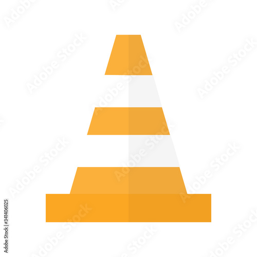 Traffic cone vector stock illustration isolated on white background. Orange road pylon icon.